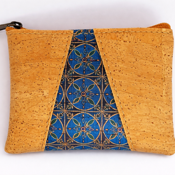 Porta-Moedas em Cortiça com Detalhe Azul