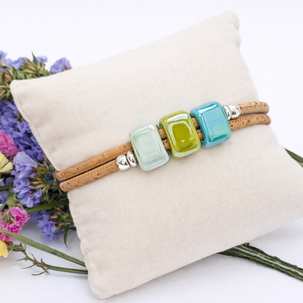 Pulseira em Cortiça Portugues em tons verdes