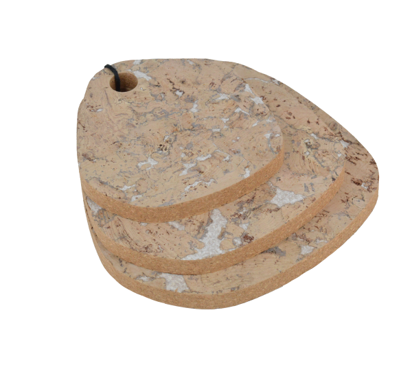 Conjunto com 3 Bases de Panelas em Cortiça Natural e Colorida Granulada