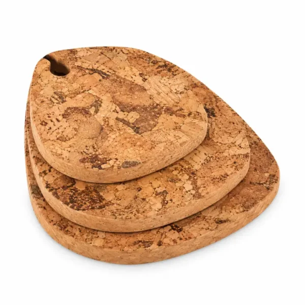Set of 3 Natural & Granulated Colored Cork Trivets