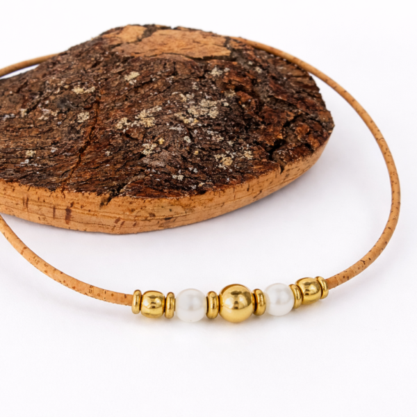 Colar em Cortiça Natural com Pérolas