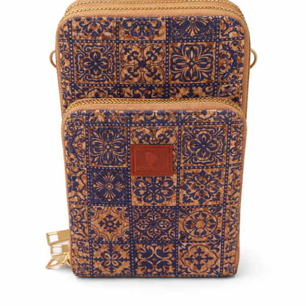 Mala de Cortiça com Padrão Azul – Estilo Carteira