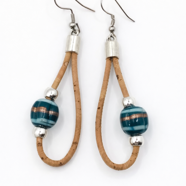 Brincos Ovais em Cortiça com Cerâmica Rugosa