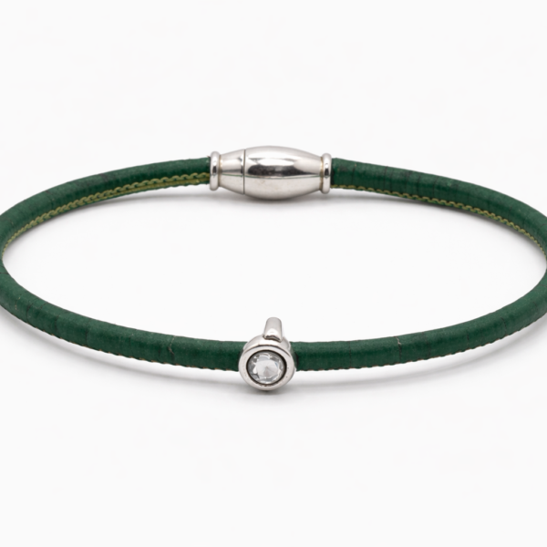 Pulseira em Cortiça Verde com Zircónia