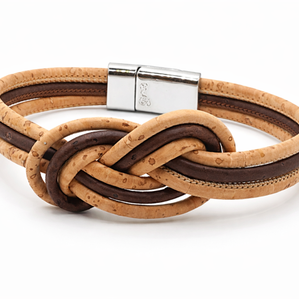 Pulseira em Cortiça Natural e Castanha Entrelaçada