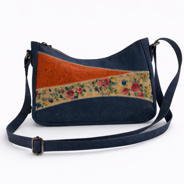 Mala de Tiracolo em Cortiça em cortiça azul escuro Tricolor