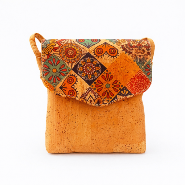 Mala para Telemóvel em Cortiça Natural com Padrão Marroquino