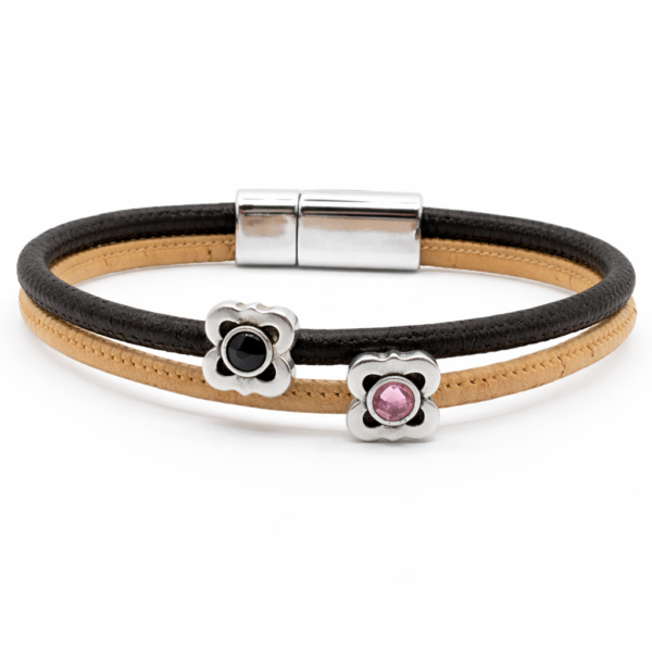 Pulseira em cortiça natural e cortiça preta