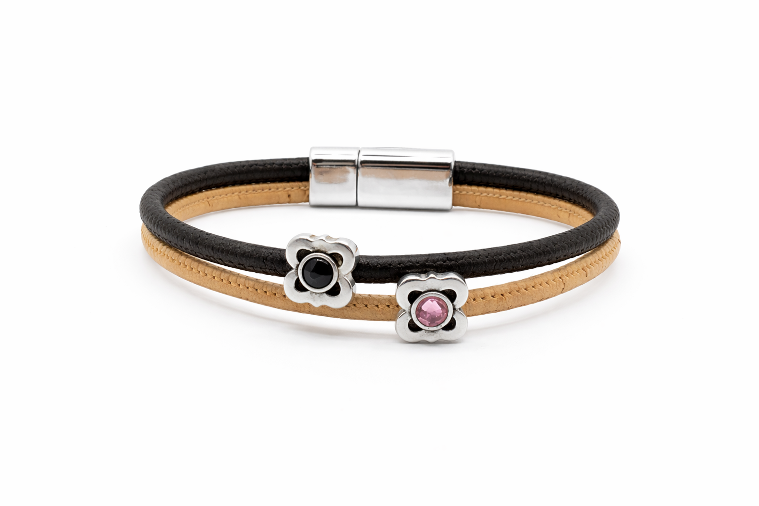 Pulseira em cortiça natural e cortiça preta