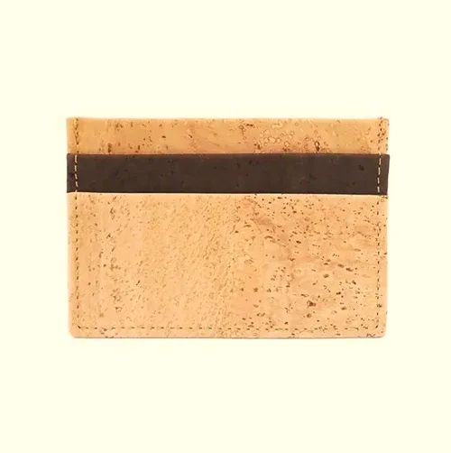 Porta-Cartões Bicolor em Cortiça Natural e Castanha