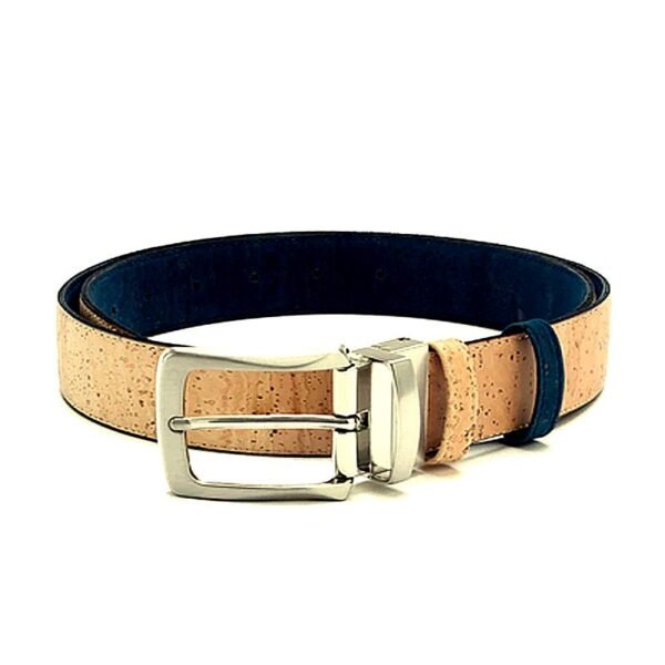 Cinto Reversível em Cortiça Natural e Cortiça Azul