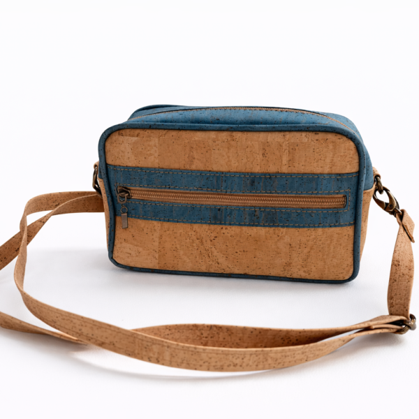 Mala a Tiracolo em Cortiça com Detalhes Azul-Esverdeados