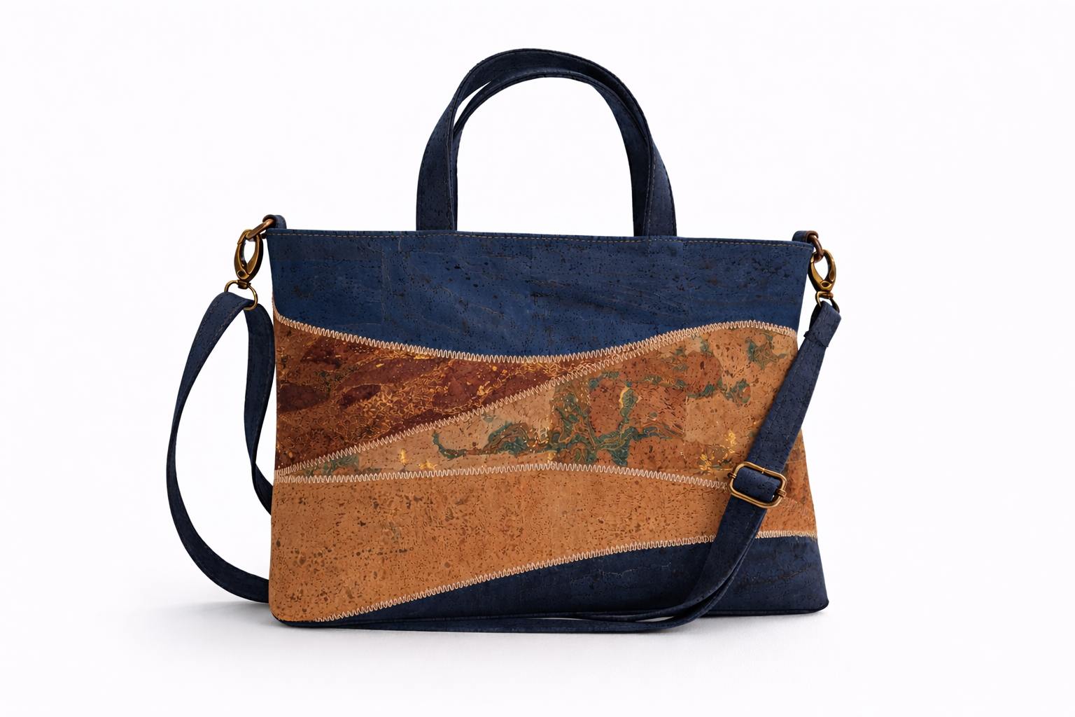 Mala em Cortiça Azul-Escura em Camada