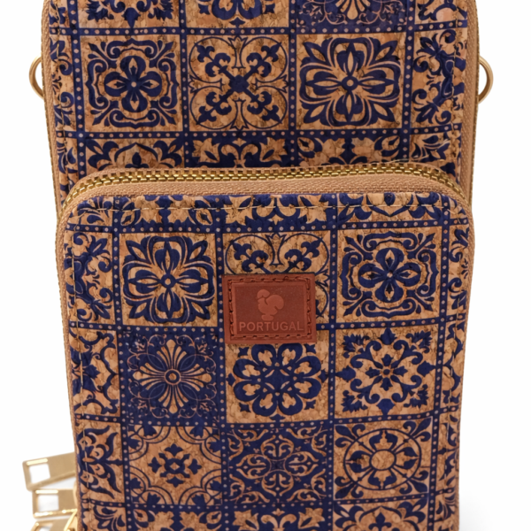 Mala de Cortiça com Padrão Azul – Estilo Carteira