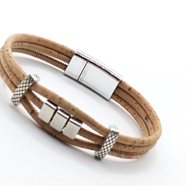 Pulseira Três Fios em Cortiça Natural