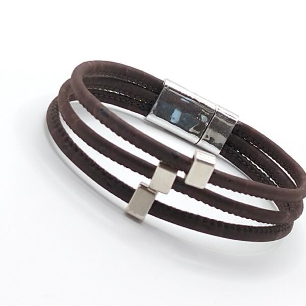 Pulseira Três Fios em Cortiça Marrom