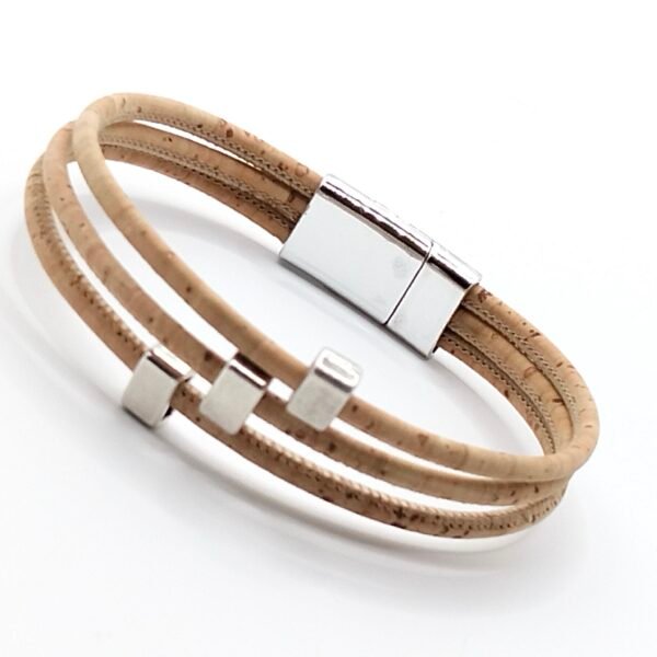 Pulseira Três Fios em Cortiça Natural