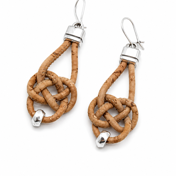 Natural Cork Earrings with Handcrafted Knots