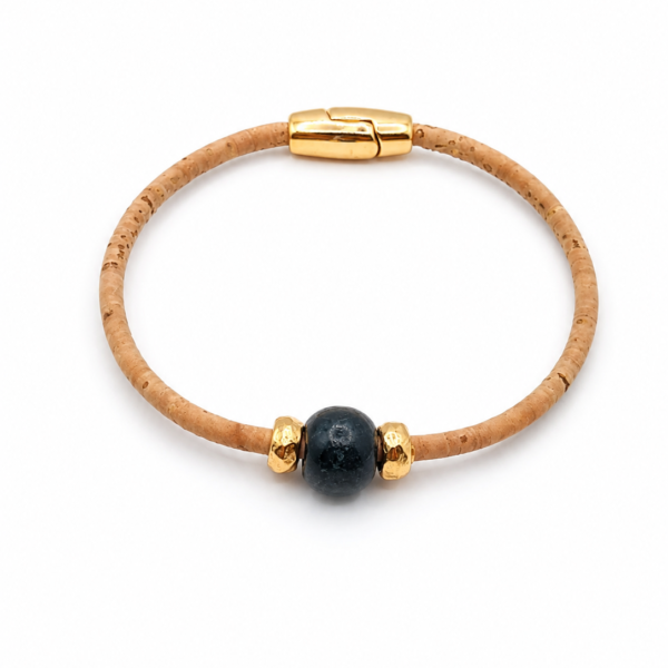 Natural Cork Bracelet with Black Wooden Bead