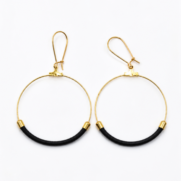 Black Natural Cork Earrings with Gold-Plated Findings