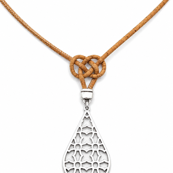Natural Cork Necklace with Silver Magnetic Clasp
