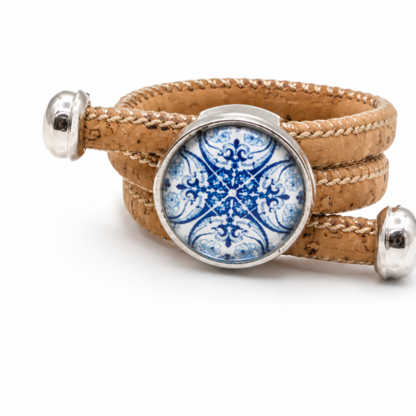 Natural Cork Ring with Silver Beads – Handmade