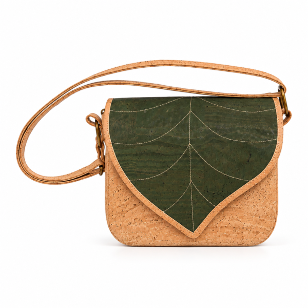 Crossbody Cork Bag with Leaf Detail